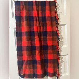 Coach Plaid Scarf in Red and Navy